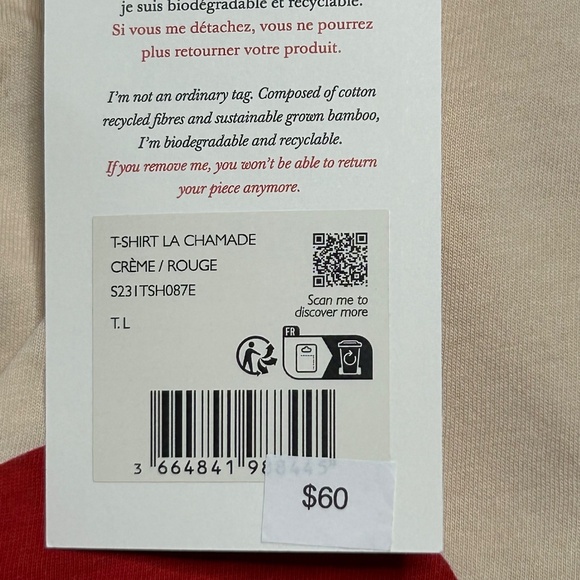 Sezane LA CHAMADE T-SHIRT Heart Medium Quiet Luxury Paris L NWT - Picture 8 of 12
